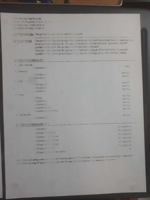 Hp PageWide Pro MFP Model:  477dw