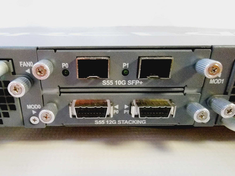 Force 10 S55T-AC-R 44 Port 4x SFP Network Switch + S55 12G Stacking Module Q(