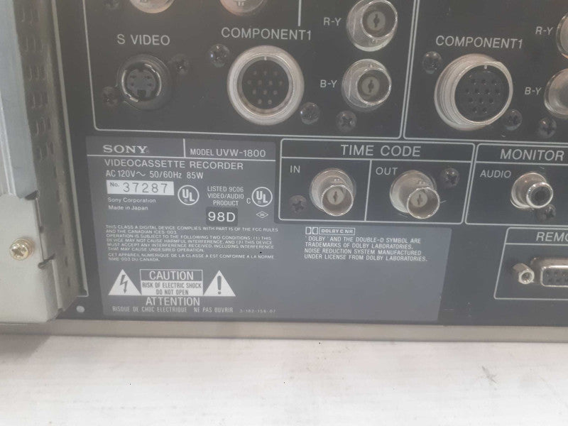 Sony BetaCam SP VideoCassette Recorder UVW-1800