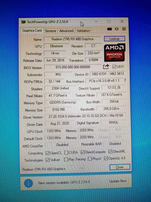 MSI RX 480 Gaming X 8gb