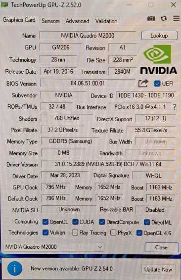 Dell NVIDIA Quadro M2000 4GB GDDR5 PCIe Graphics Card 0W2TP6 )