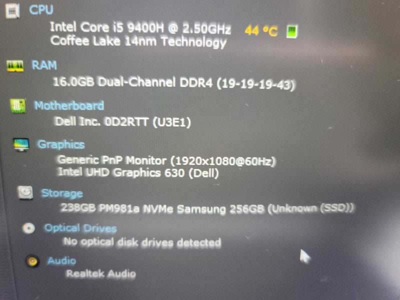 Dell Latitude 5401 13\\" i5-9400H @ 2.50GHz, 16GB DDR4, 256GB SSD QÎ²