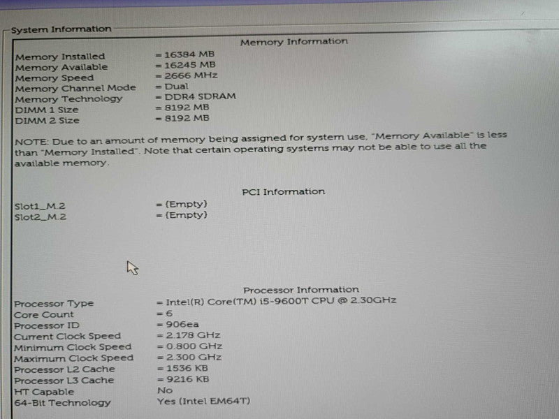 Dell Optiplex 5070 Mini PC i5-9600T @ 2.30GHz, 16GB DDR4, NO STORAGE QÎ²
