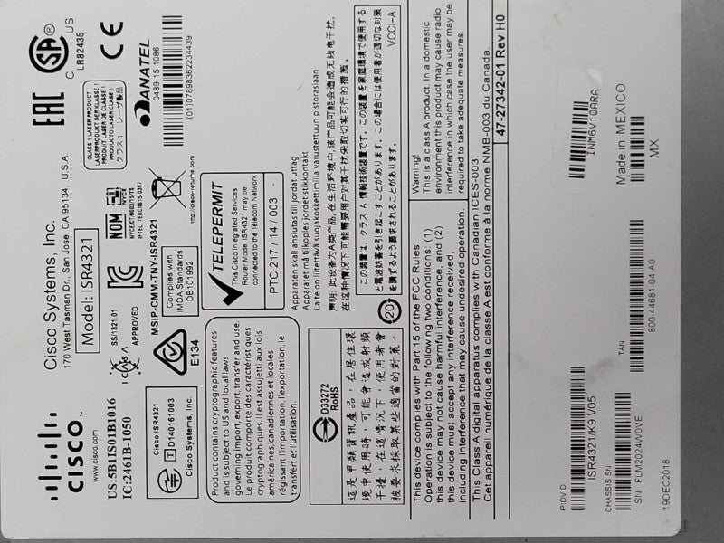 Cisco ISR4321/K9 2 Port Integrated Services Gigabit Router Read _