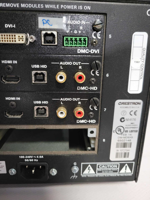 Crestron DM-MD8X8 8x8 Digital Media Switcher with Cards, SEE _