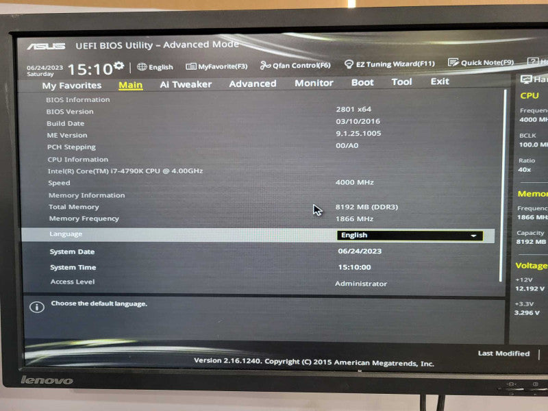 Custom/Asus Tower PC, Core I7-4790K 4.0GHz, 8GB RAM, 2GB Graphics card _