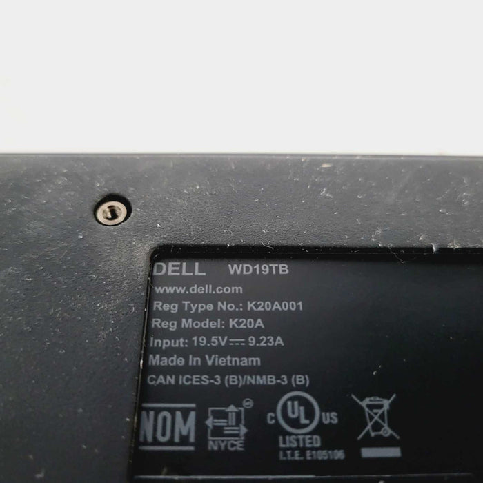 Dell Dock WD19TB USB-C Thunderbolt Docking Station /w 180W AC Adapter Q=