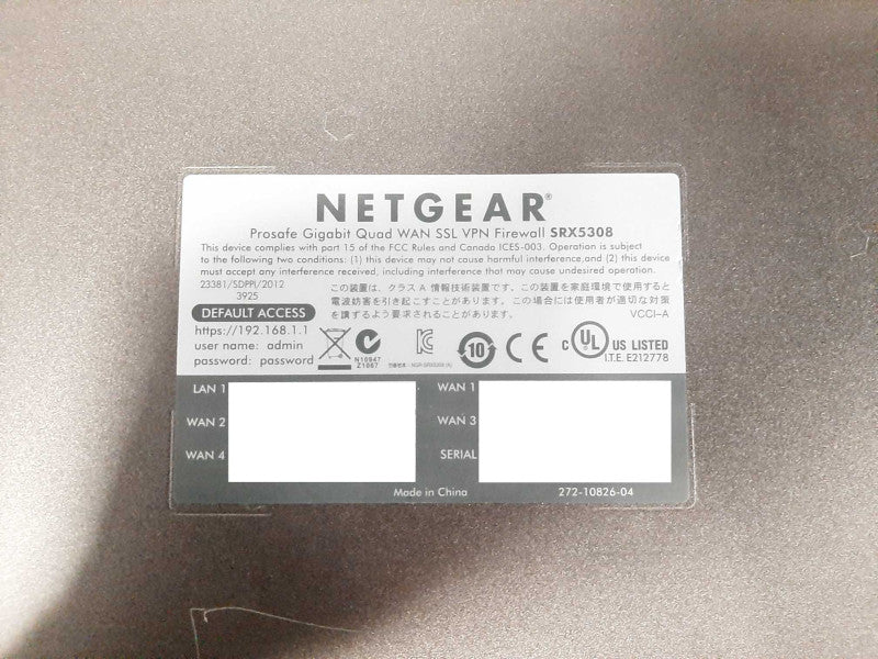 Netgear ProSafe SRX5308 Quad WAN Gigabit SSL VPM Firewall $