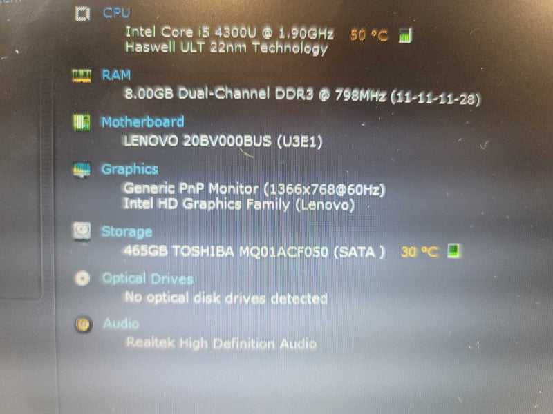 Lenovo T450 Core i5-4300U @ 1.90GHz, 8GB DDR3, 500GB HDD QÎ²