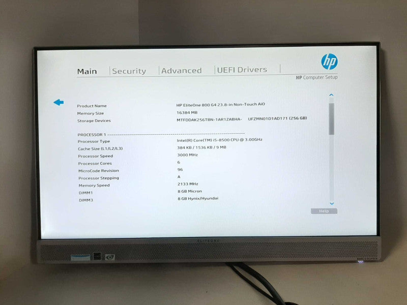HP EliteOne 800 G4 23.8\\" Intel i5-8500 3.00GHz 16GB DDR4 256GB SSD READ $