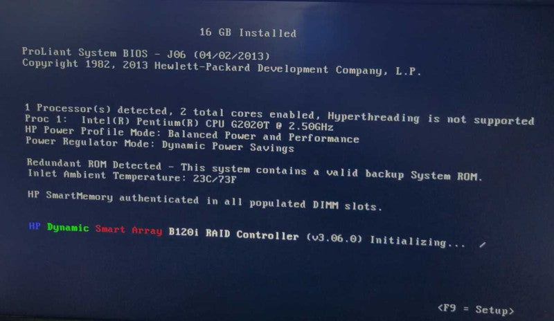 HP Proliant Microserver Gen 8 - Pentium G2020T - 16GB PC3-12800E(READ)