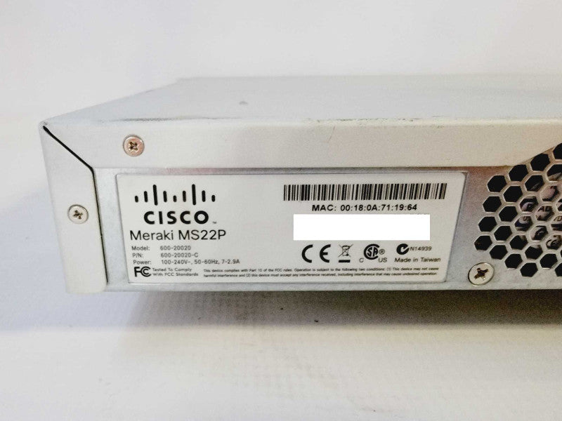 CISCO MS22P-HW Meraki Cloud Managed 24-Port Gigabit Switch (