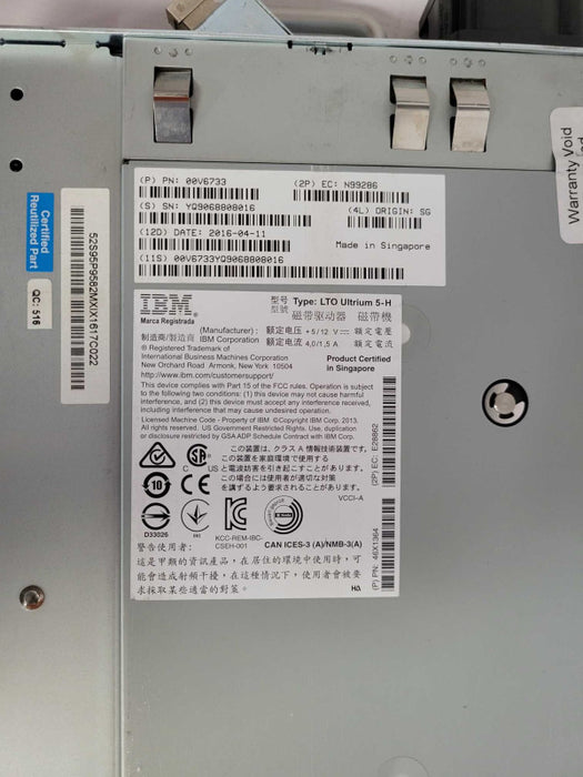 IBM LTO5 ULTRIUM 5-H FC Tape Drive 46X1364 UNTESTED _