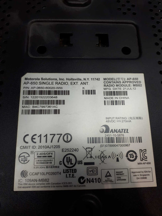 Motorola AP-650 Wireless Access Point Dual Radio w/ 6 Antennas 802.11n &