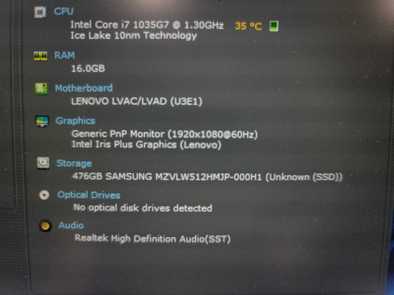 Lenovo ThinkBook 15  i7-1035G7, 16GB DDR4, 512GB NVMe Î²