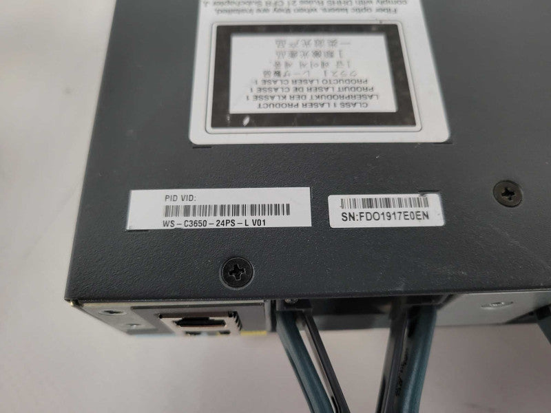 Cisco WS-C3650-24PS-L 24-Port PoE+ 3650 Switch w/ 1x AC Powers Q_