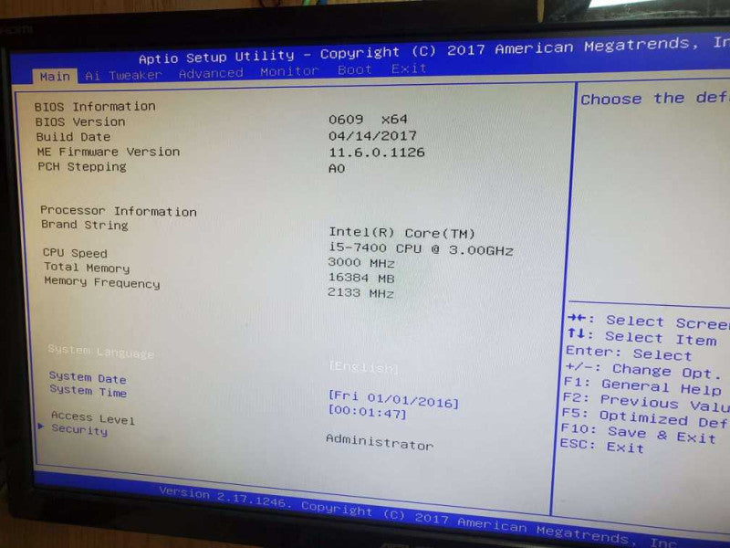 Custom Desktop i5 - 7400 CPU @ 3.00Ghz  16GB DDR4