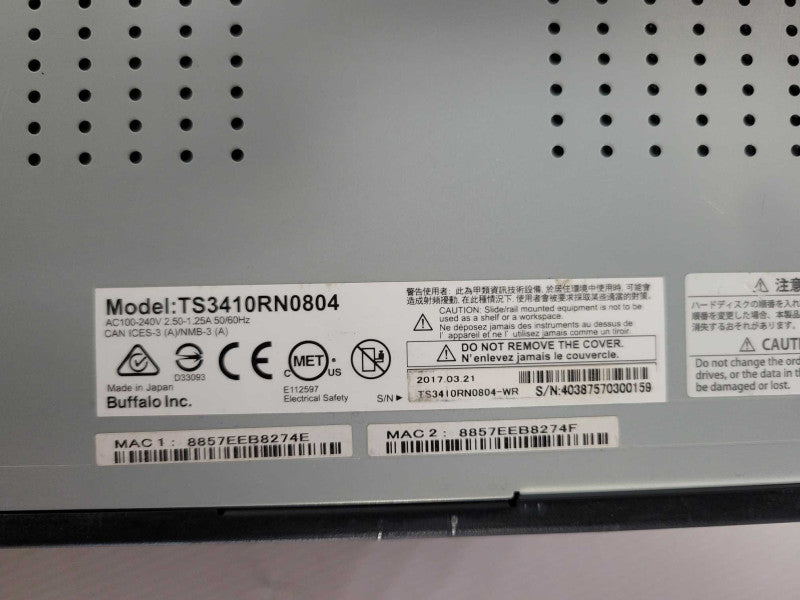 Bufalo TerraStation TS3410RN0804 4- Bay NAS, No HDD/Caddies, Read _