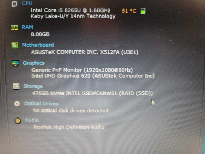 Asus VivoBook X512F i5-8265U, 8GB DDR4, 512GB SSD Î²