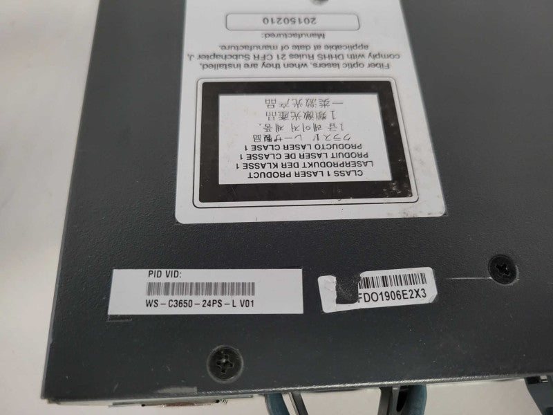 Cisco WS-C3650-24PS-L 24-Port PoE+ 3650 Switch w/ 2x AC Powers Q_