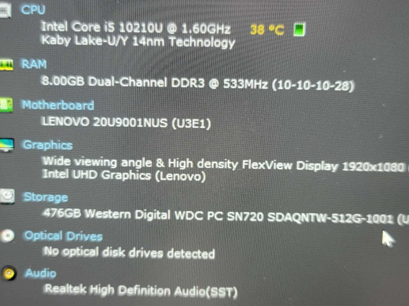 Lenovo X1 Carbon i5-10210U, 8GB DDR4, 512GB SSD **Case damaged,READ Î²