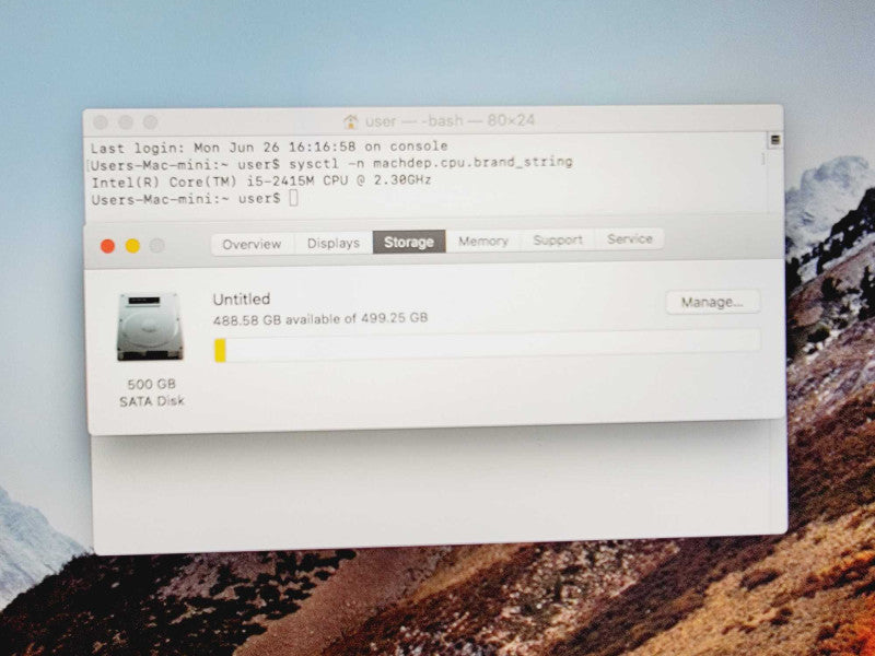 Mac Mini 2011 Core i5-2415M @ 2.3GHz 8GB DDR3 500GB HDD [Read] (