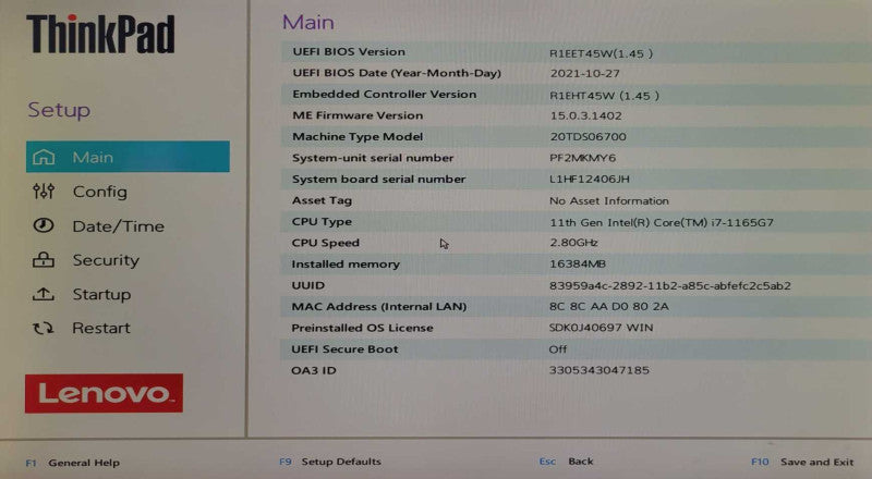 Lenovo ThinkPad E15 G2 Intel Core i7 11th Gen 1165G7 (2.80GHz) 16GB PC4(READ)