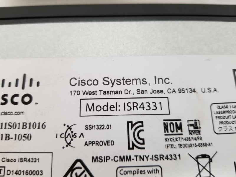 Cisco 4300 series Enterprise Router ISR4331 - *NO CLOCK ISSUE* - Fact Reset #