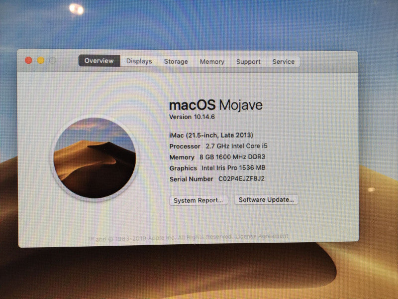 Apple iMac 21.5-Inch Late 2013 i5-4570R 2.7GHz 8GB RAM 1TB HDD READ!