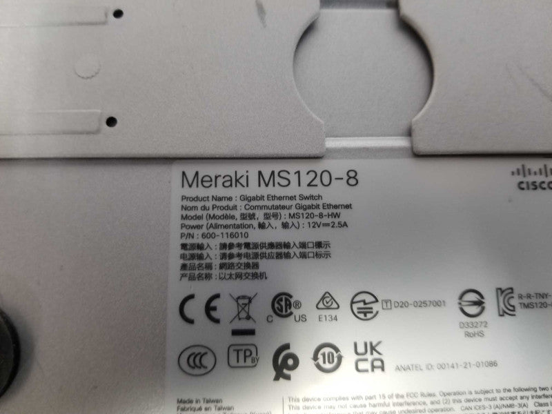 Cisco Meraki MS120-8 Cloud Managed Switch - READ #