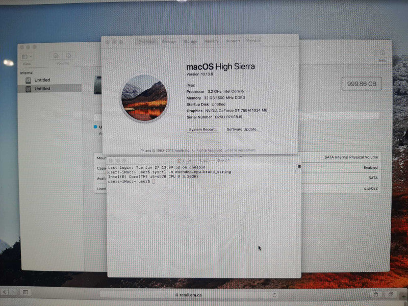Apple iMac 27\\" Late 2013 Core i5-4570 NVIDIA GT755 32GB RAM 128GB SSD/1TB HDD