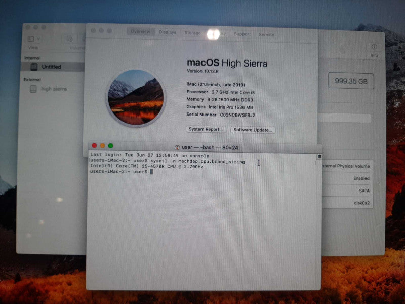 Apple iMac 21.5\\" Late 2013 Core i5-4570R 8GB RAM 1TB HDD Read!