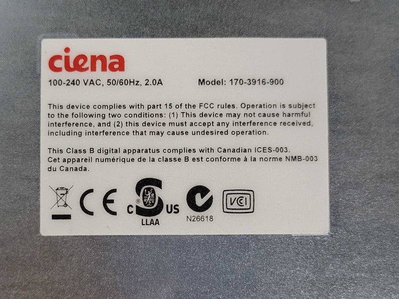 Ciena 3916 170-3916-900 6-Port Service Delivery Switch, Read _