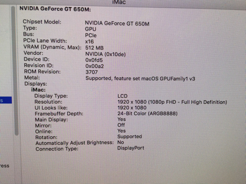 Apple iMac 21.5-inch Late 2012 i5-3470S Ge-Force GT650M 512MB 8GB RAM 1TB HDD