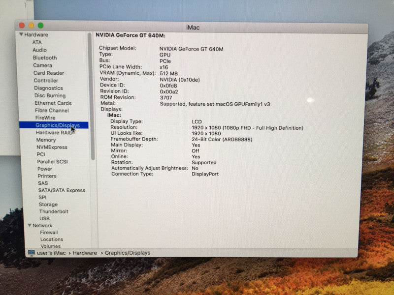 Apple iMac 21.5inch Late 2012 i5-3330S GeForce GT640M 512MB 8GB RAM 250GB SSD