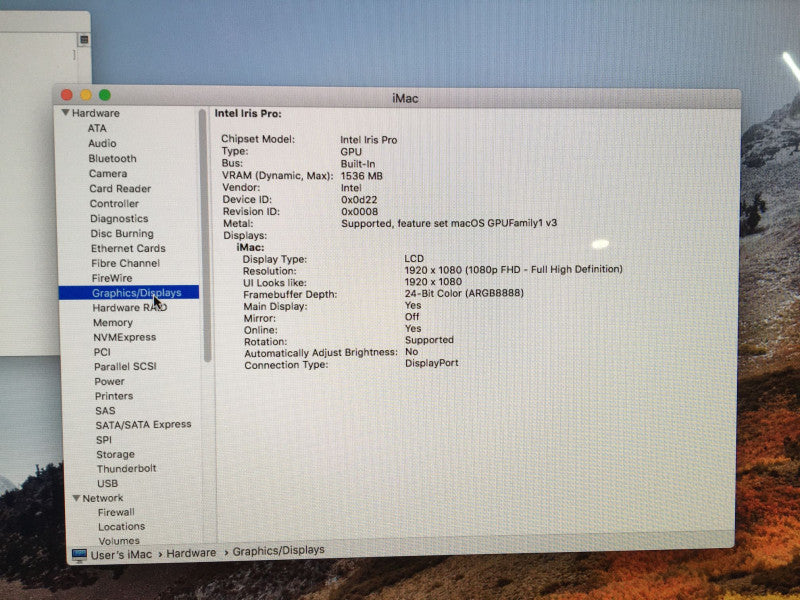 Apple iMac 21.5-inch Intel Core i5-4570R @ 2.7 GHz 8GB RAM 1TB HDD