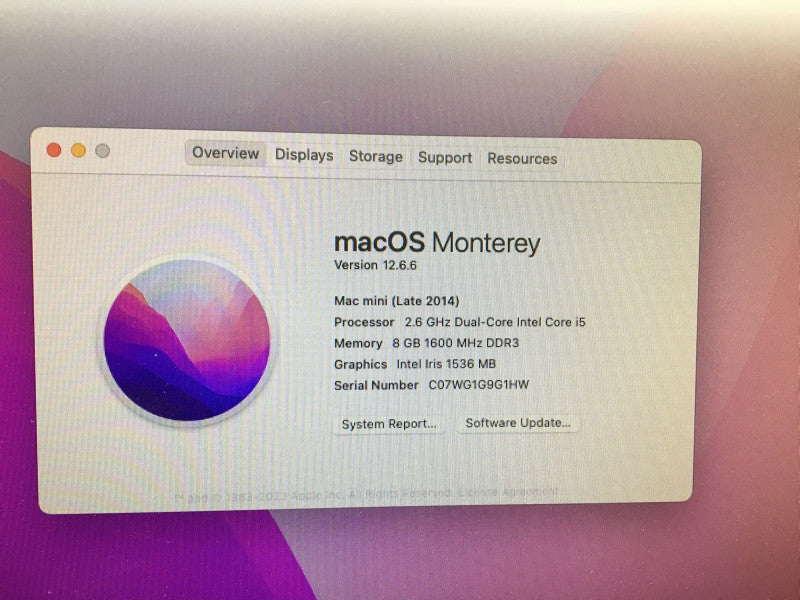 Apple Mac mini Late 2014 Intel Core i5-4278U @ 2.6GHz 8 GB RAM 1 TB HDD