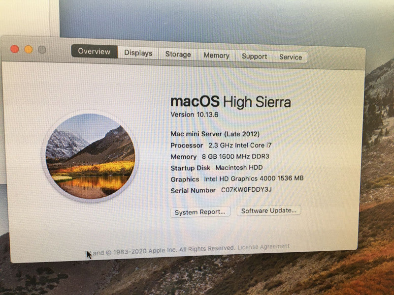 Apple Mac mini Late 2012 Intel Core i7-3615QM @ 2.3 GHz 8 GB RAM 1 TB HDD