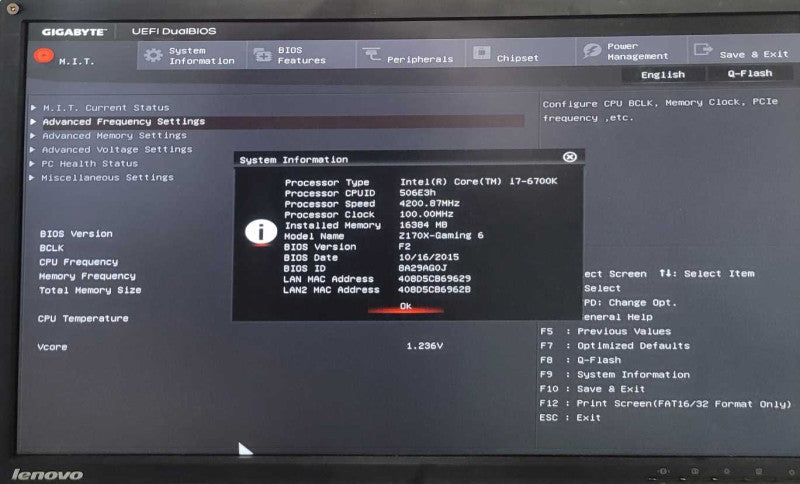 Core i7-6700k @ 4.0GHz - Gigabyte G1 Gaming - 16GB DDR4