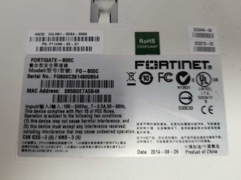 Fortigate 800C Accelerated Security for Mid-Sized Enterprises Firewall #
