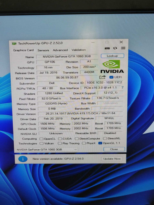 NVIDIA GTX 1060 3 GB