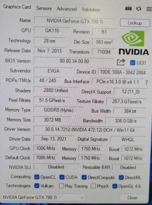 NVIDIA GTX 780Ti 3GB