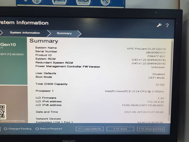 HP ProLiant DL20 Gen10 Intel Xeon E-2124 @3.30GHz 32GB RAM S100i RAID  -