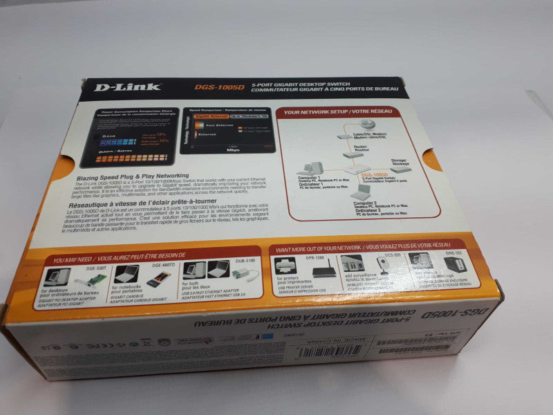 D-Link 5-Port Gigabit Unmanaged Desktop Switch DGS-1005D P/N EGS1005DB  &