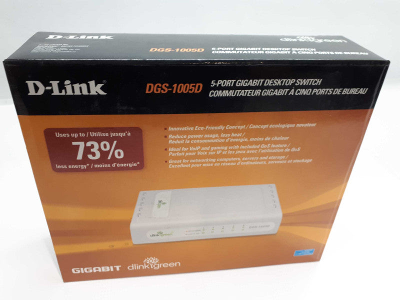D-Link 5-Port Gigabit Unmanaged Desktop Switch DGS-1005D P/N EGS1005DB  &
