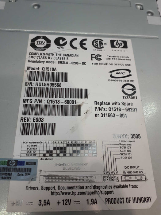 HP StorageWorks Ultrium 460 LTO 2 Q1518A Back Up Tape Drive 311663-001 &