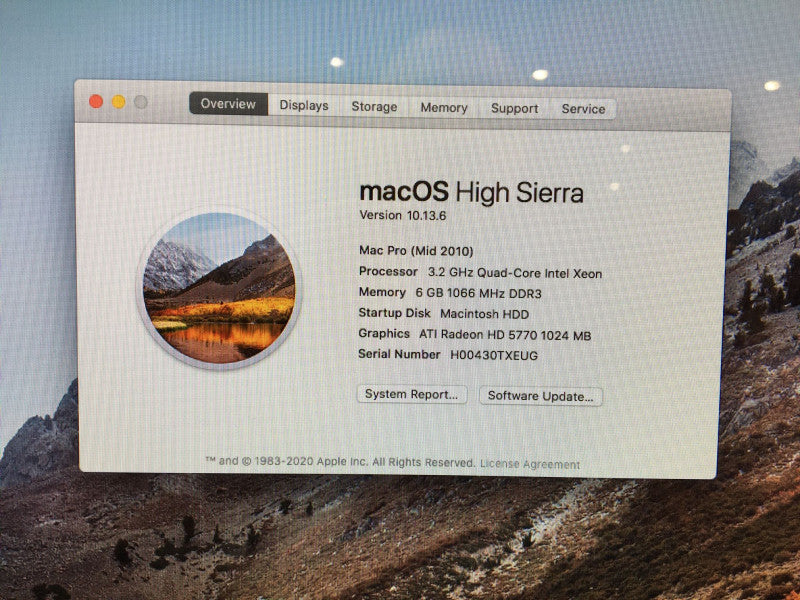 Apple Mac Pro Mid 2010 Intel Xeon-W3565 Radeon HD 5570 1024MB 6GB RAM 1TB HDD
