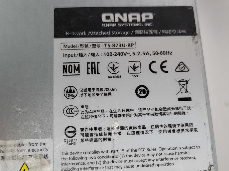 QNAP TS-873U-RP, 8-Bay NAS with 3x 2TB HDDs, 2x PSU _