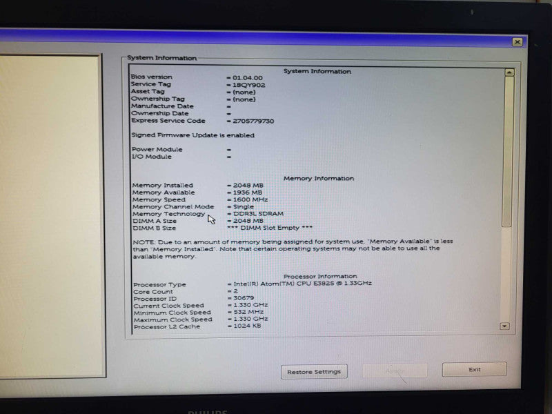 Dell Edge Gateway 5100 Industrial PC Intel Atom E3825 @1.33 GHz 2GB RAM 64GB  -