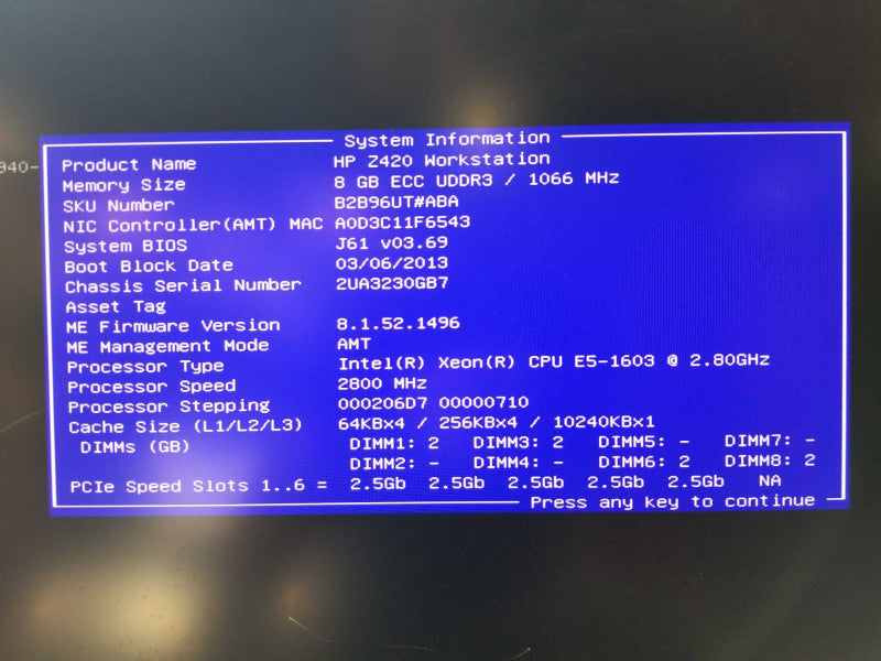 HP Z420 workstation xeon E5-1603 @ 2.80ghz / 8gb ram / quadro K600 #